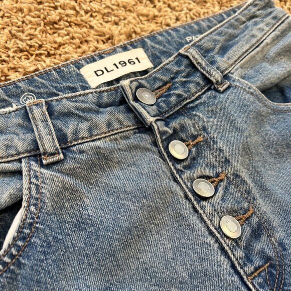 DL1961 Patti High Rise Straight Jeans in Vibrant Cropped Distressed Size 26 - Picture 8 of 12